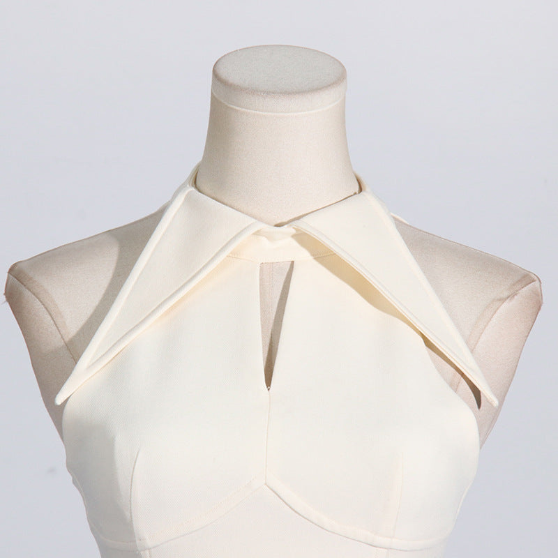 Ivory Vintage Court Cutout Pleated Dress