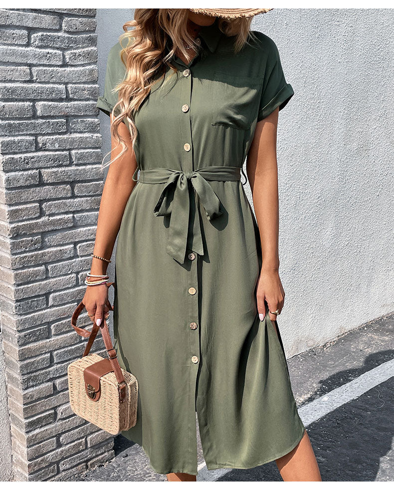 Army Green Split Dress