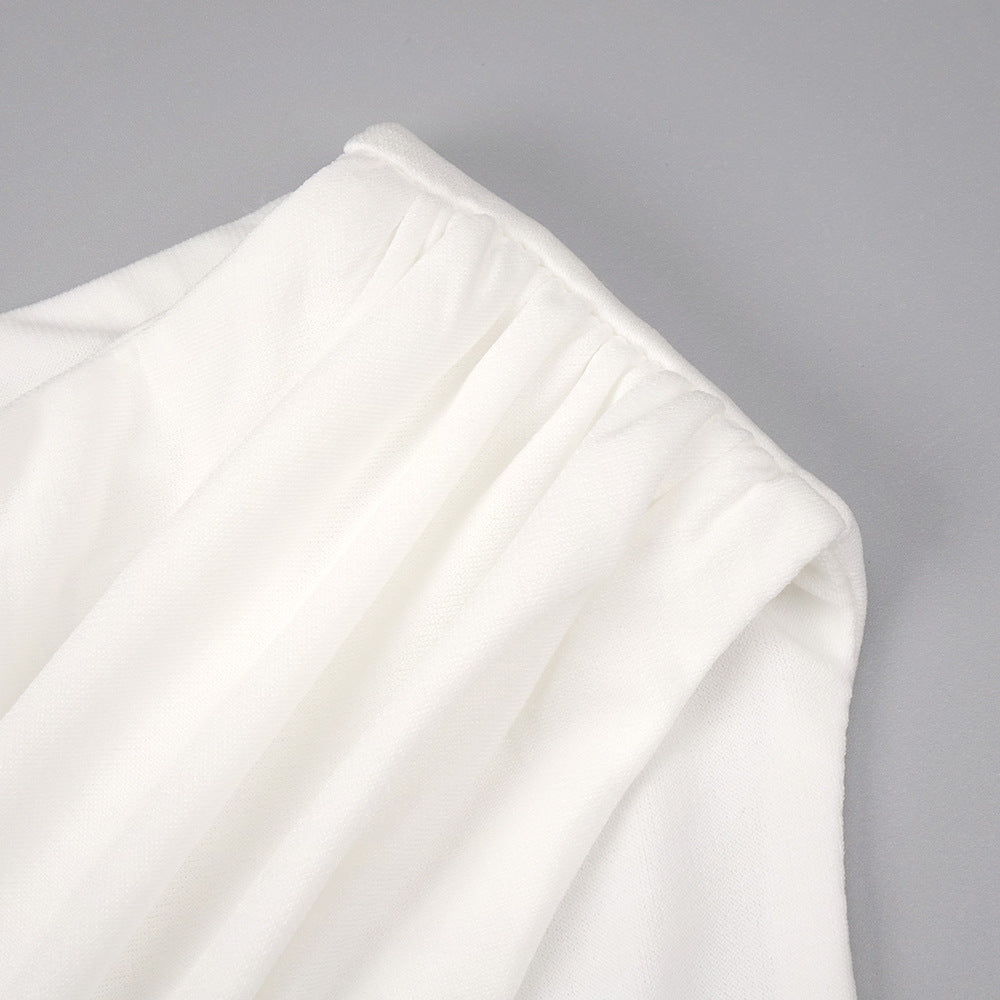 White Summer Asymmetric Maxi Split Dress