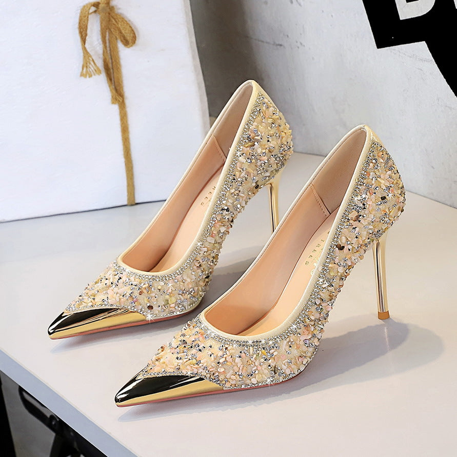 Rhinestone Metal Pointed Stilettos