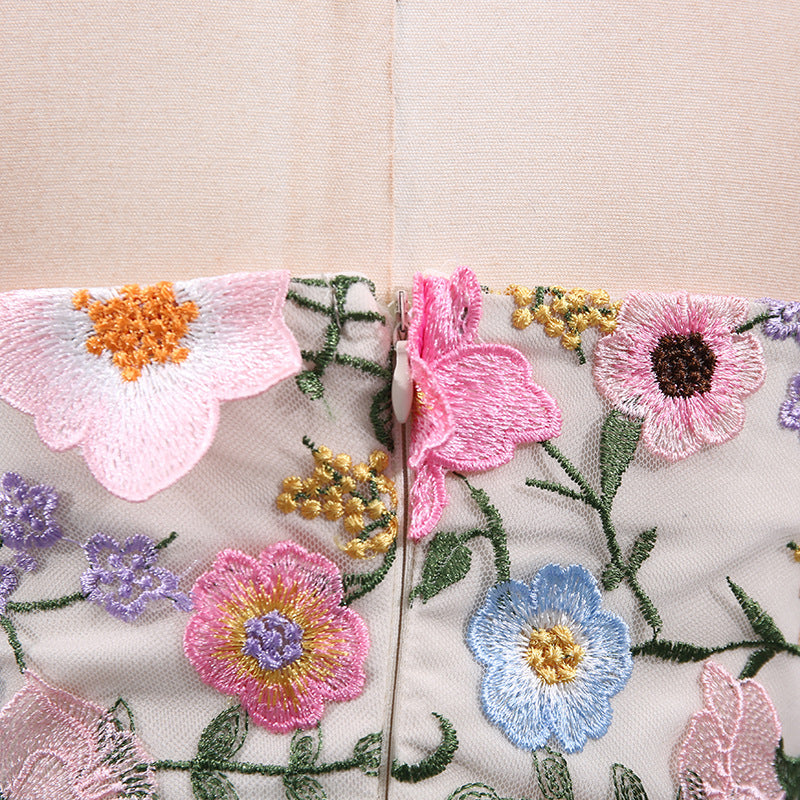 Three Dimensional Floral Strapless Dress