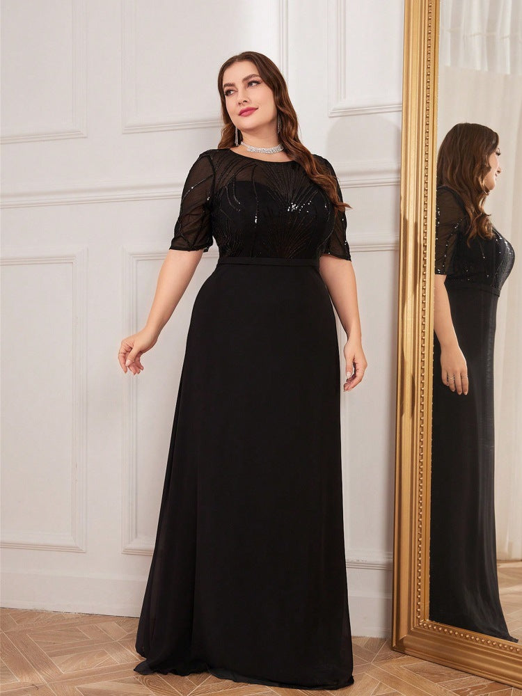 Ciara Sequin Chiffon Evening Dress