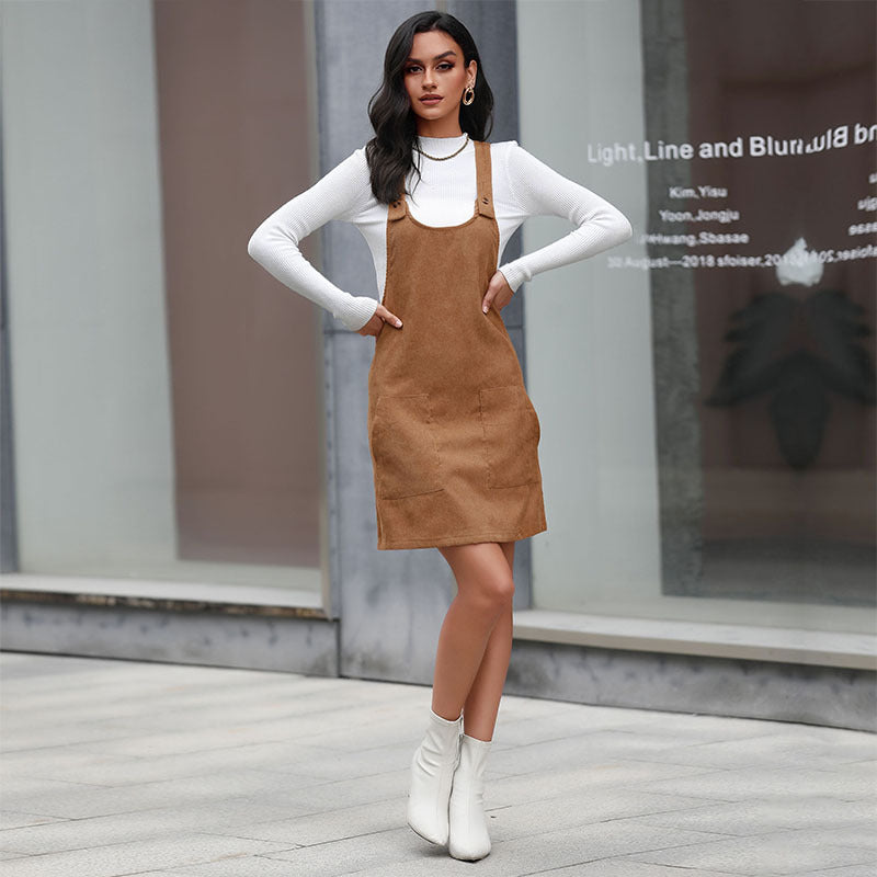 Short Slim Brown Dress