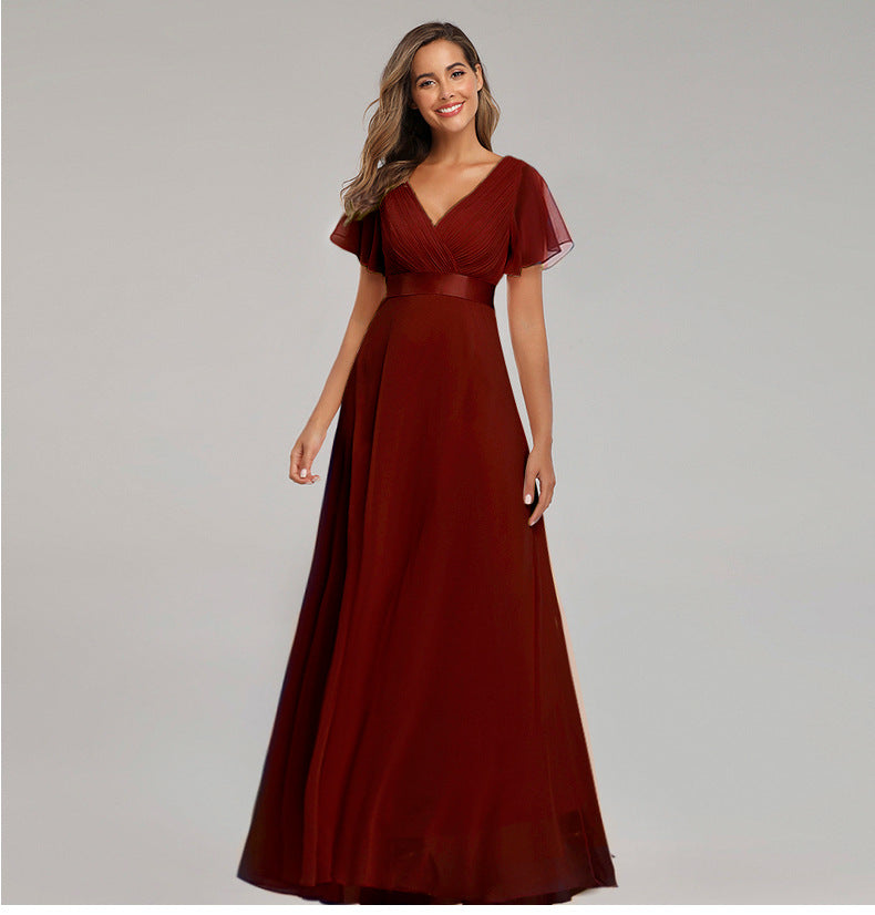 V-neck Chiffon Evening Dress