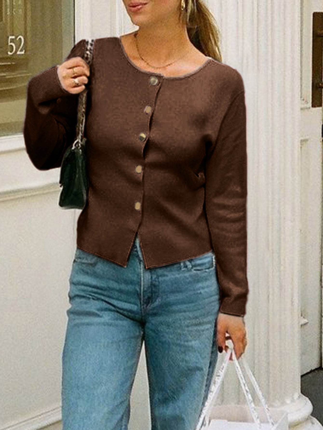 Minimalist Button Base Woolen Cardigan