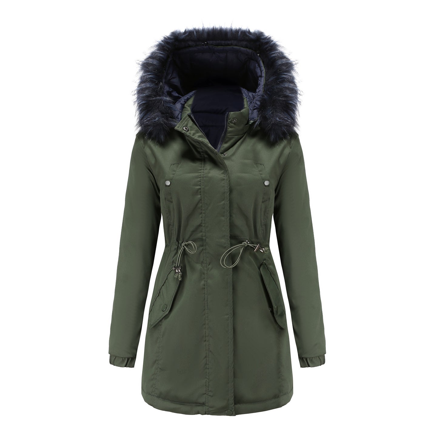 Double Sided Cotton Padded Coat w/ Detachable Hood