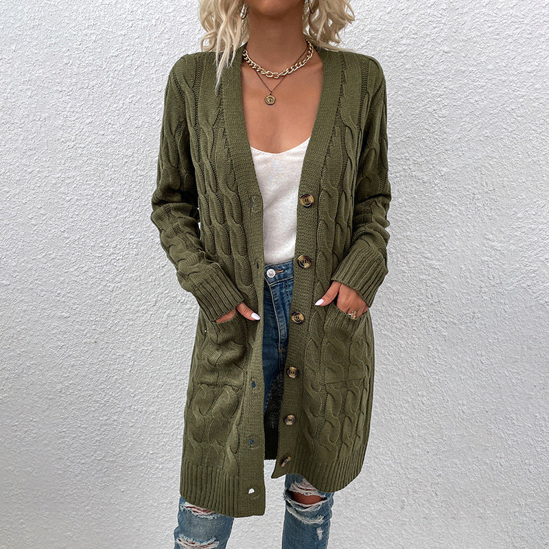 Long Cable-Knit Cardigan