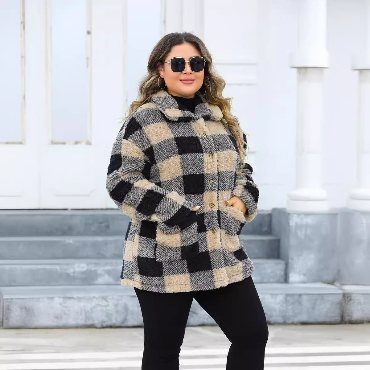 Plaid Thickened Fleece Jacket
