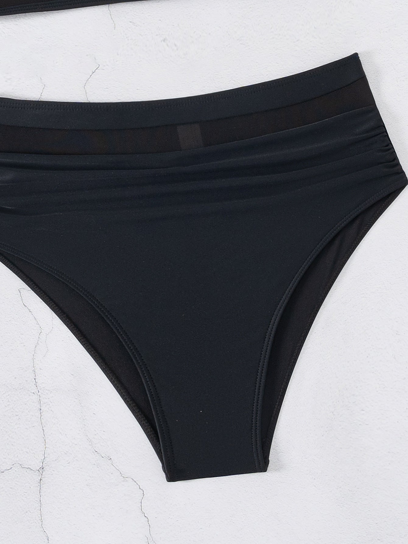Black Mesh Stitching Lace-up Bikini