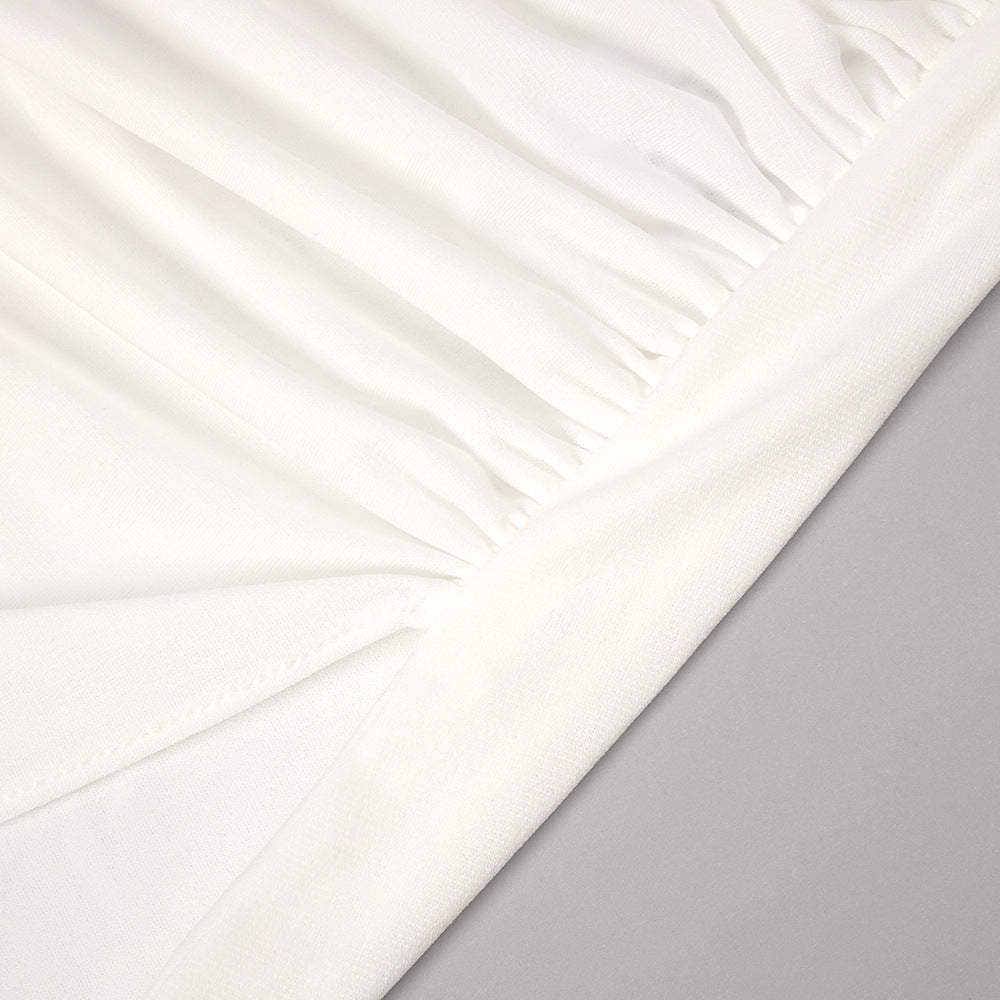 White Summer Asymmetric Maxi Split Dress