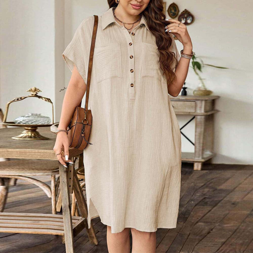 Casual Khaki Shirt Dress