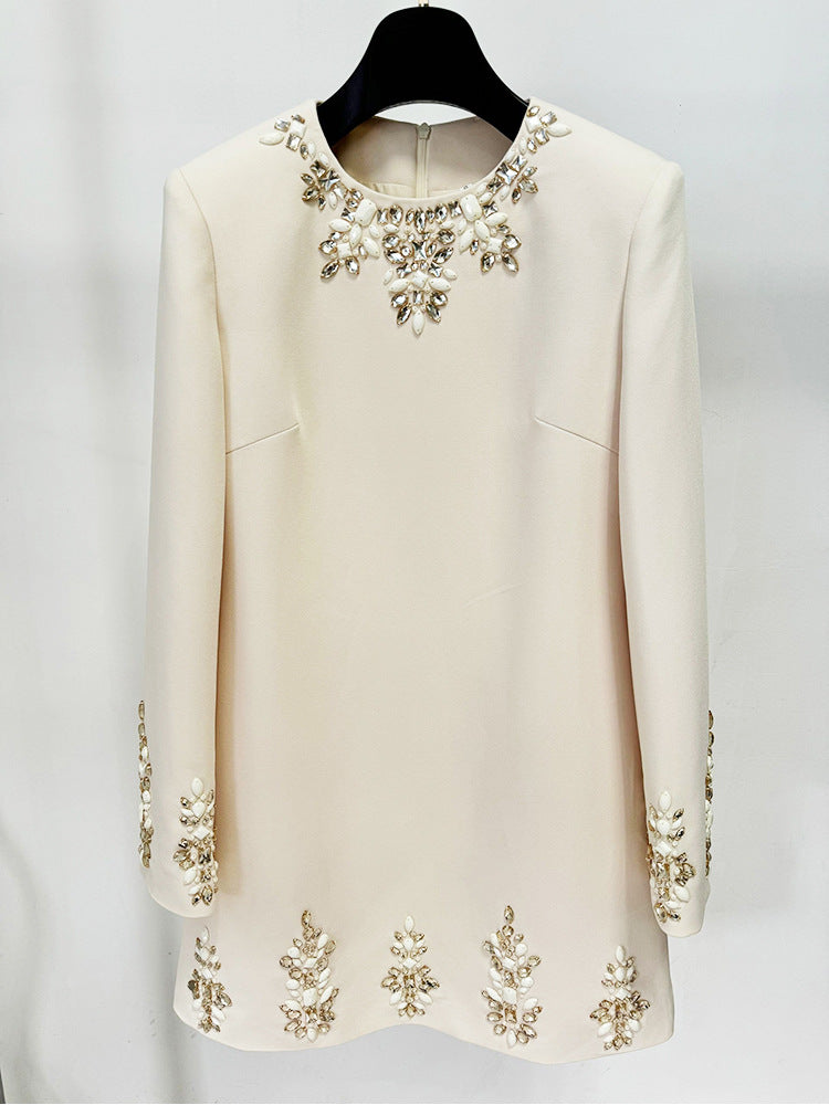 Beads & Diamond Long Sleeve Dress