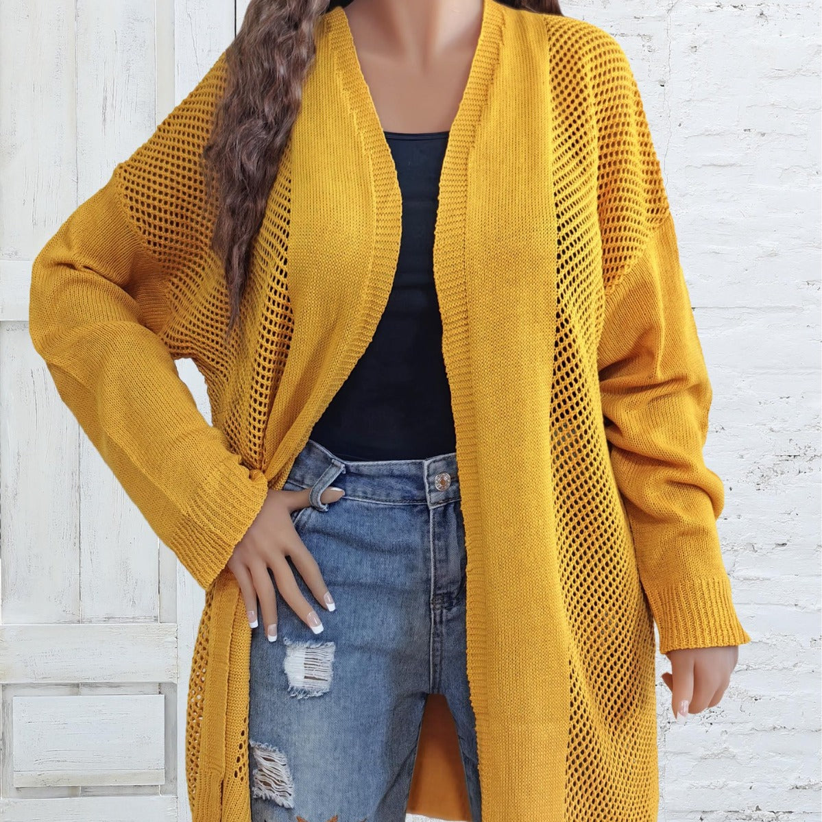 Mustard Cutout Cardigan