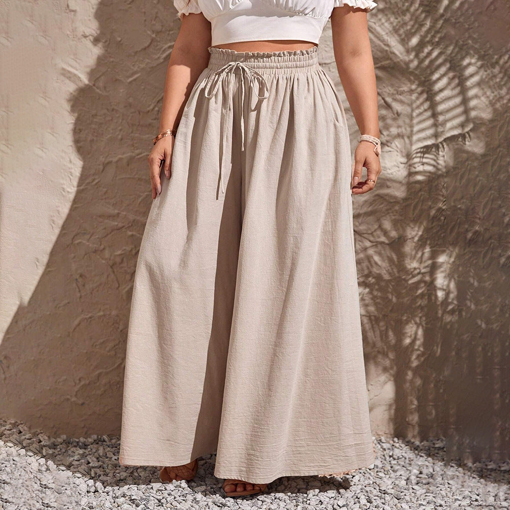 Wide Leg Khaki Pants w/ Pocket