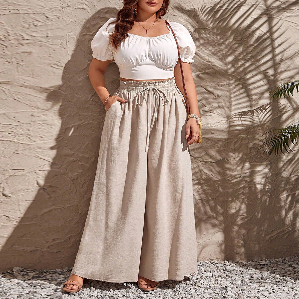 Wide Leg Khaki Pants w/ Pocket