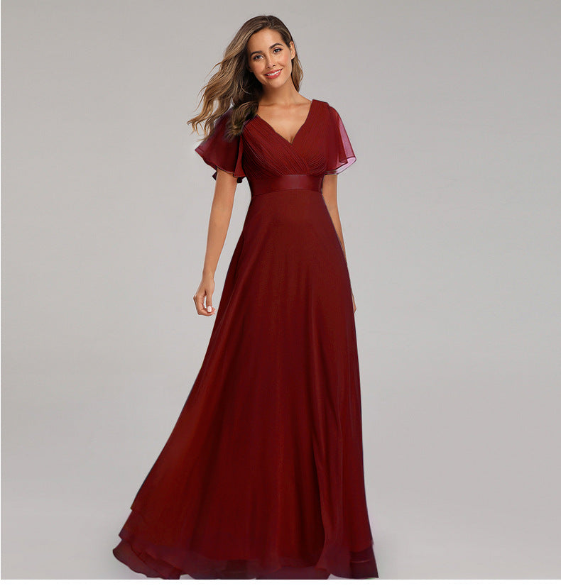 V-neck Chiffon Evening Dress
