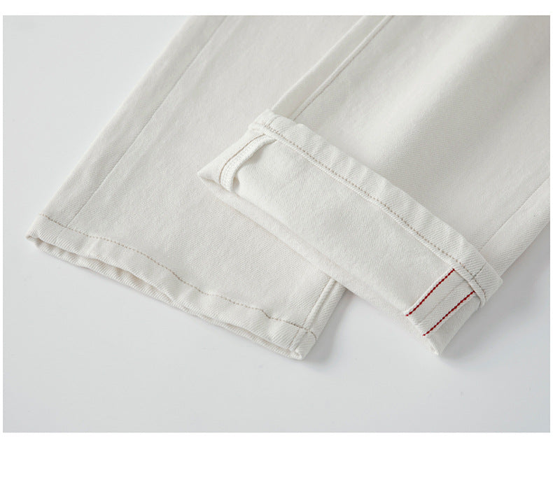 High End Red Edge White Cropped Jeans