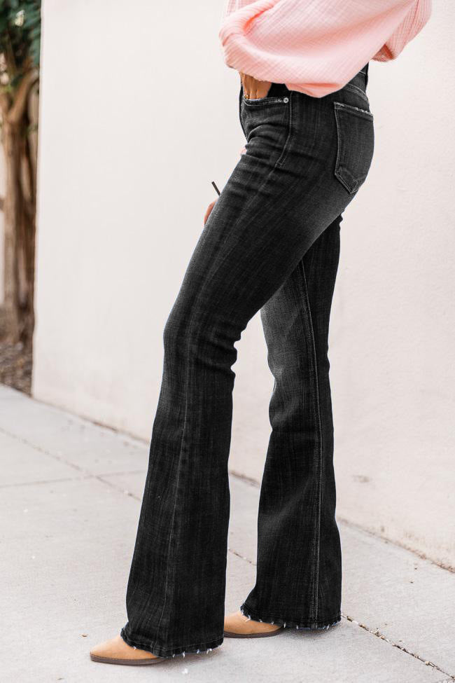 Pantalones acampanados elásticos de cintura alta