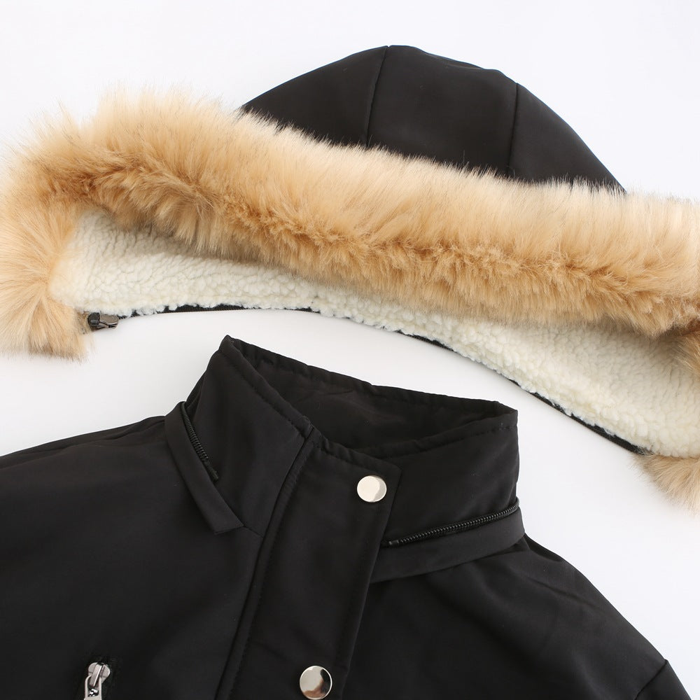 Cotton-Padded Coat w/ Removable Hood