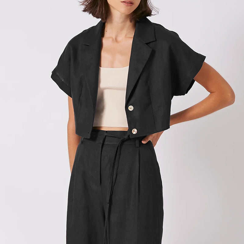 French Cotton Linen Cropped Shirt