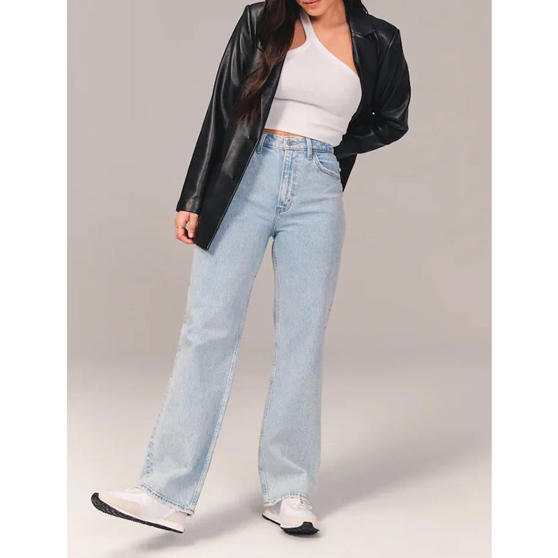 Mid-Rise Straight Jeans