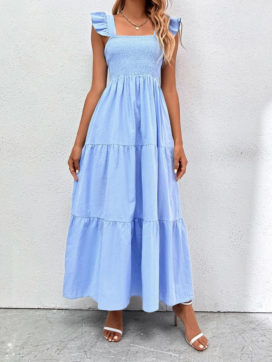 Summer Strap Ruffled Dress