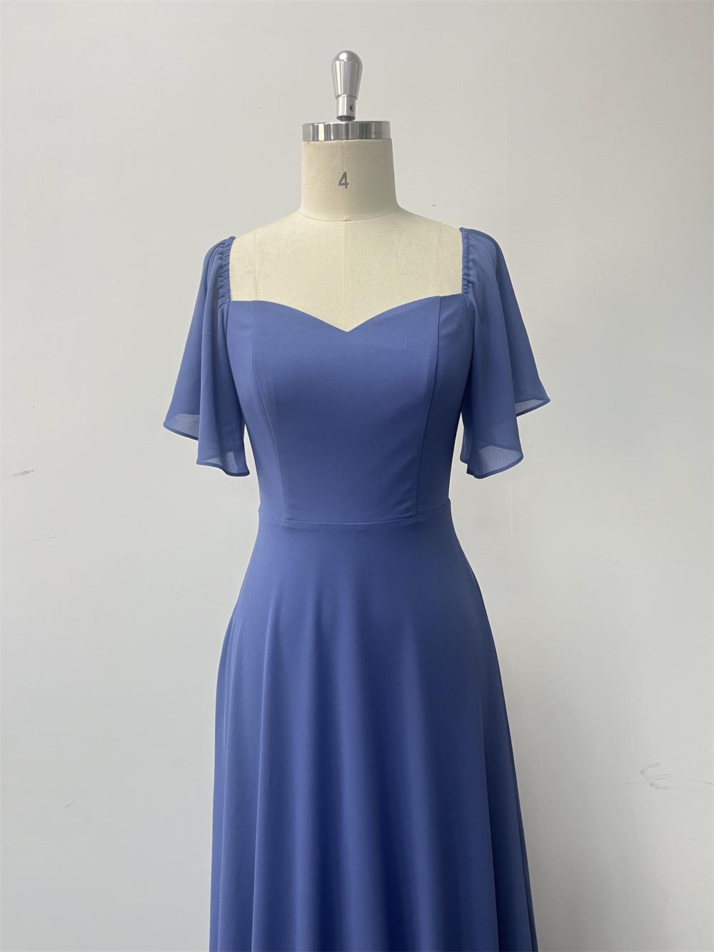 Blue Chiffon Evening Dress