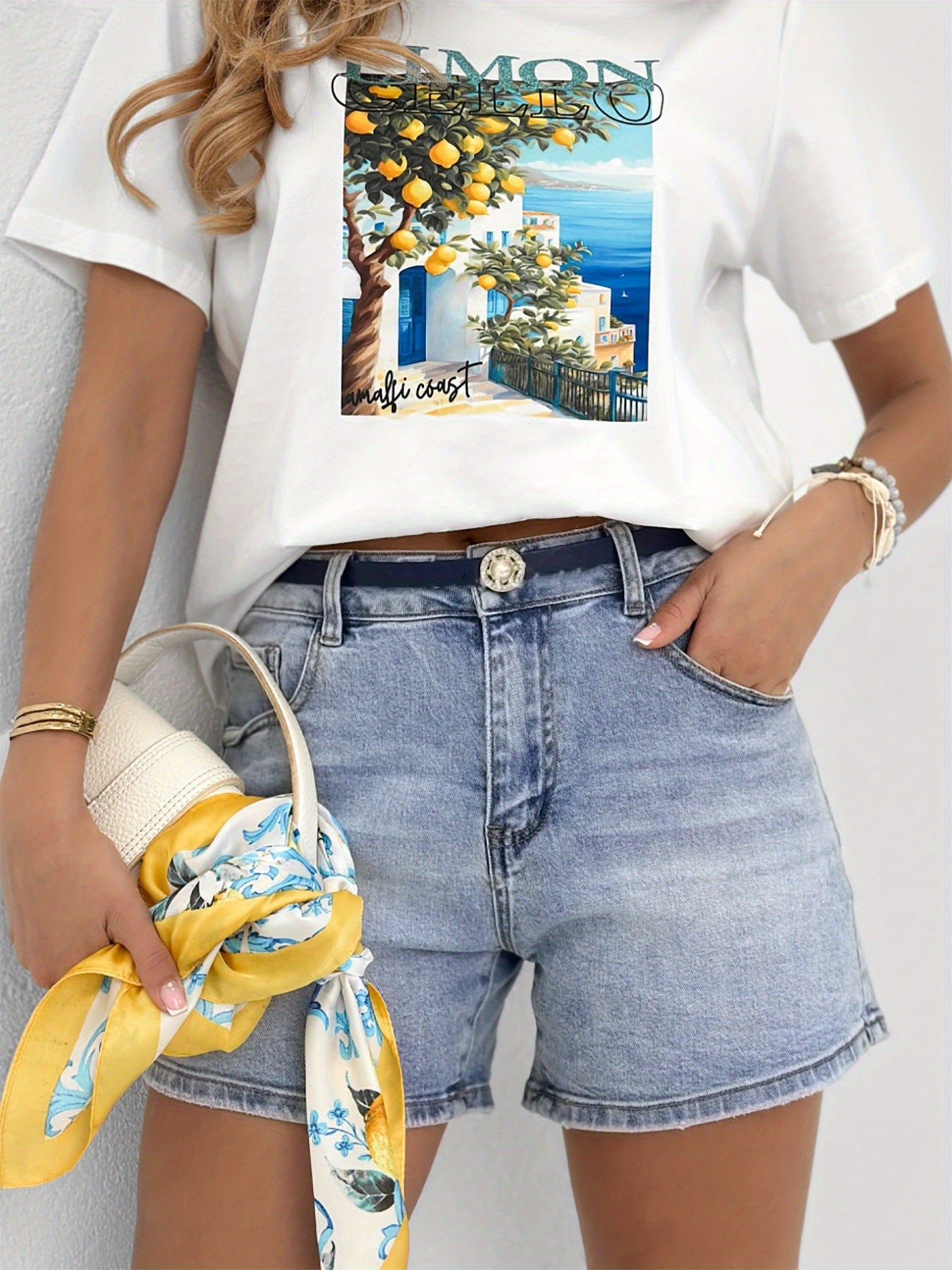Mid-rise Washed Stretch Denim Shorts