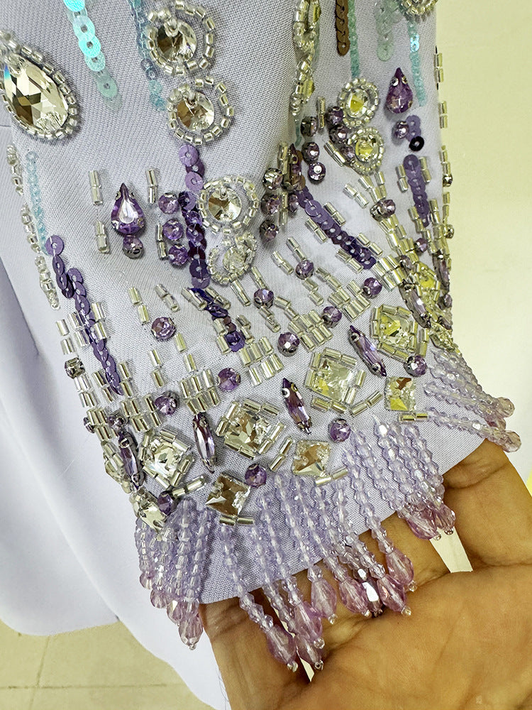 Bead Embedded Mid Length Dress