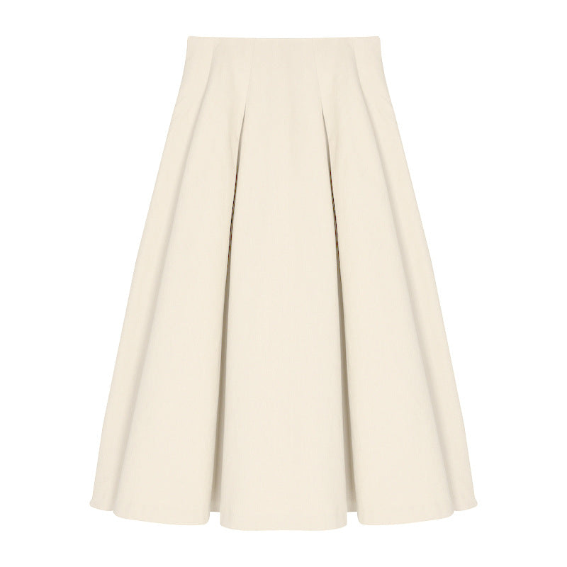Pleated Apricot Cotton Skirt