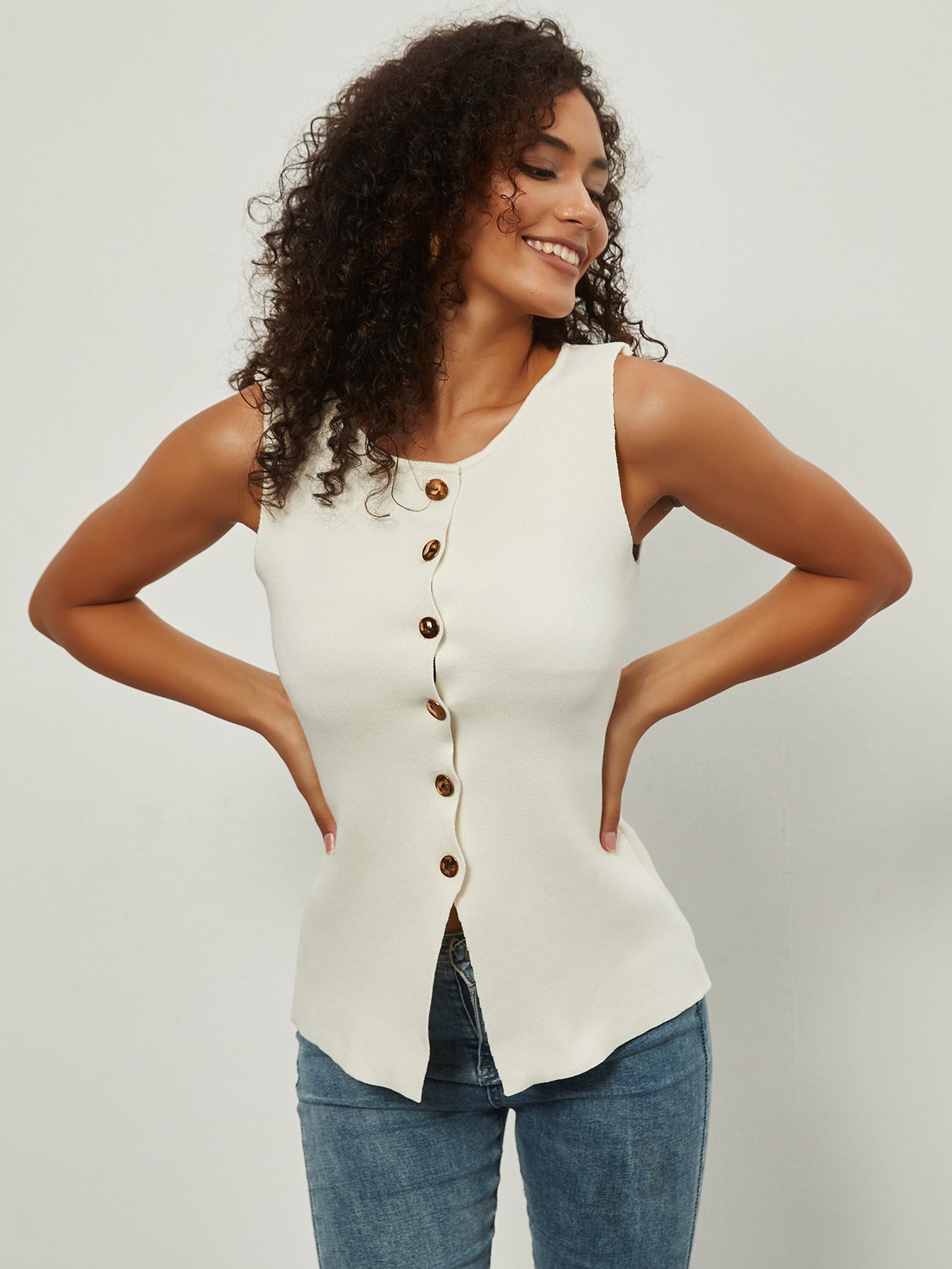 Single Breasted Knitted Vest