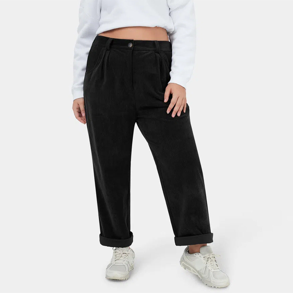 Black Retro High Waist Straight Leg Pants