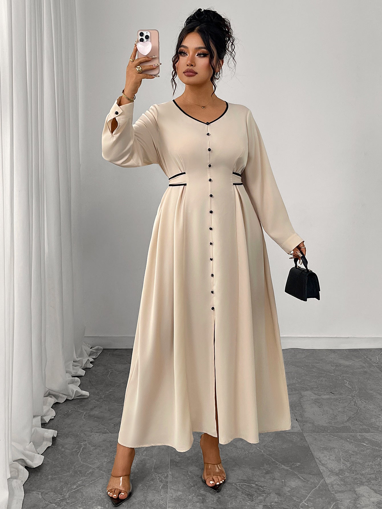 Ivory Waist Slimming Maxi Dress