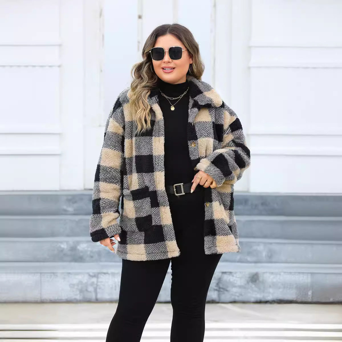 Plaid Thickened Fleece Jacket