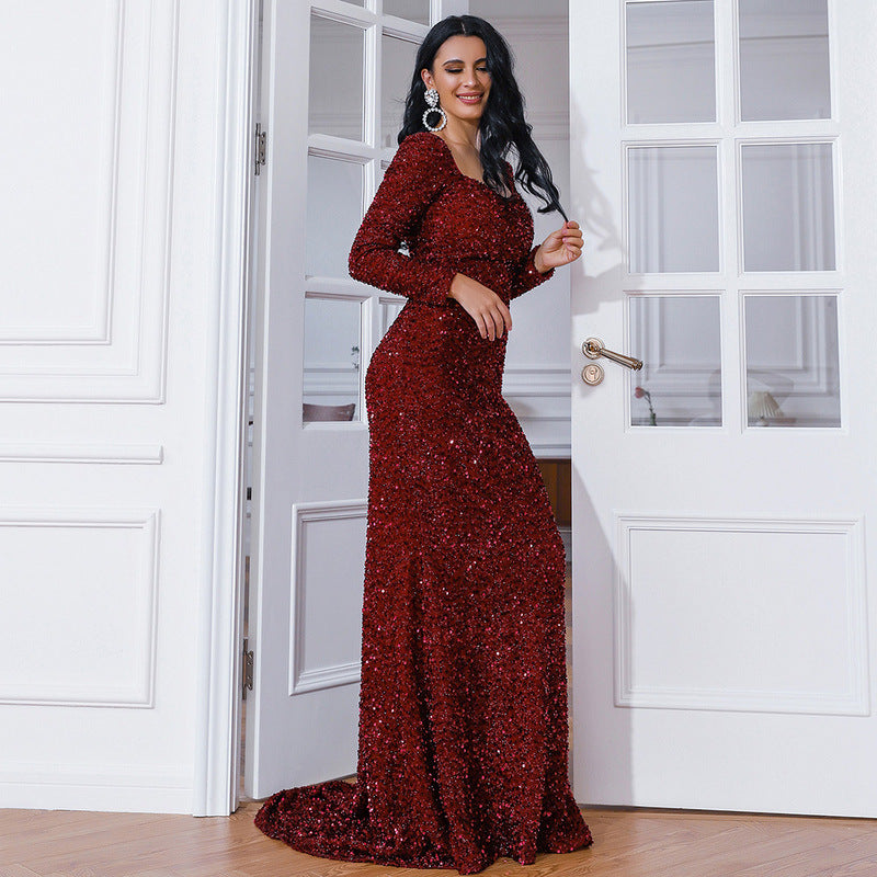 Sequin Fishtail Sweetheart Dress