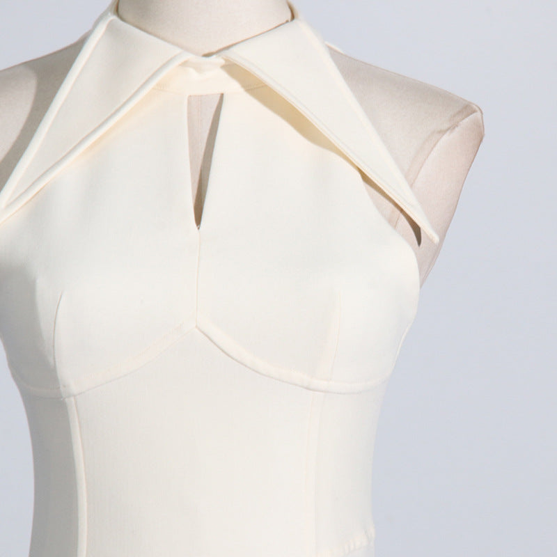 Ivory Vintage Court Cutout Pleated Dress