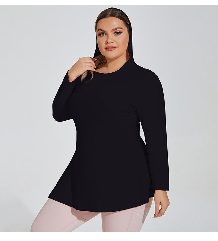 Side Slit Hooded Sports Top