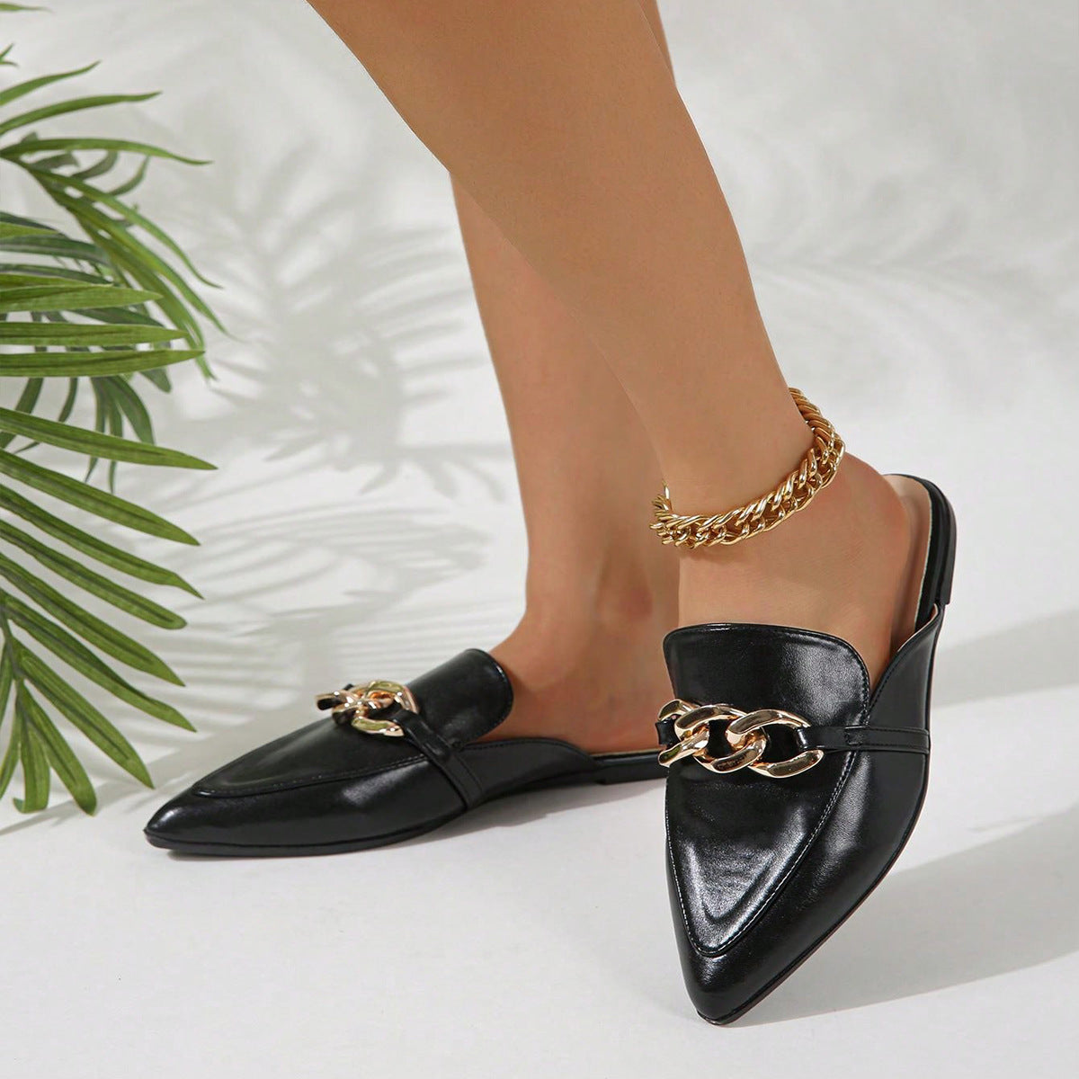 Casual Faux Leather Mules Shoes