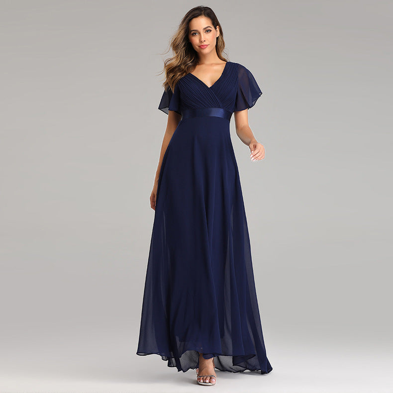V-neck Chiffon Evening Dress
