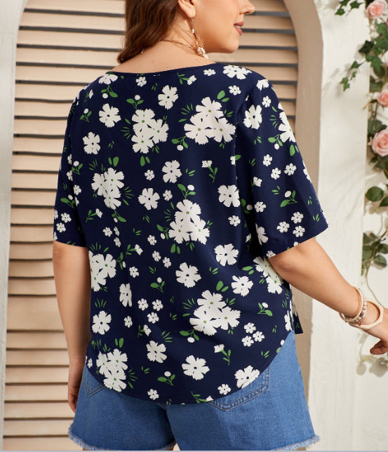 Navy Floral Blouse