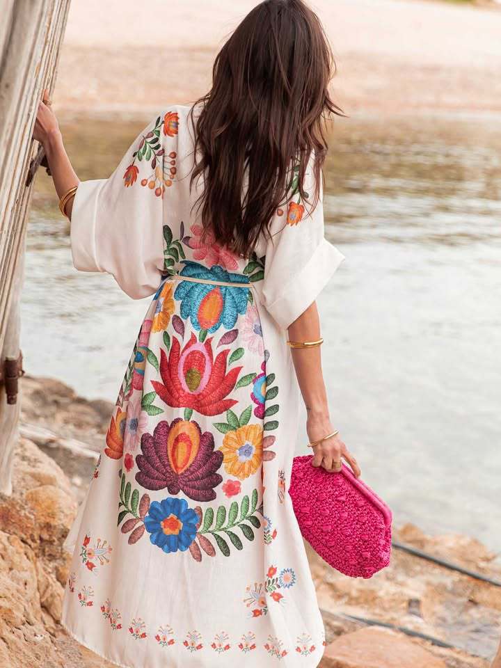 Casual Beach Dress Seaside Vacation Robe