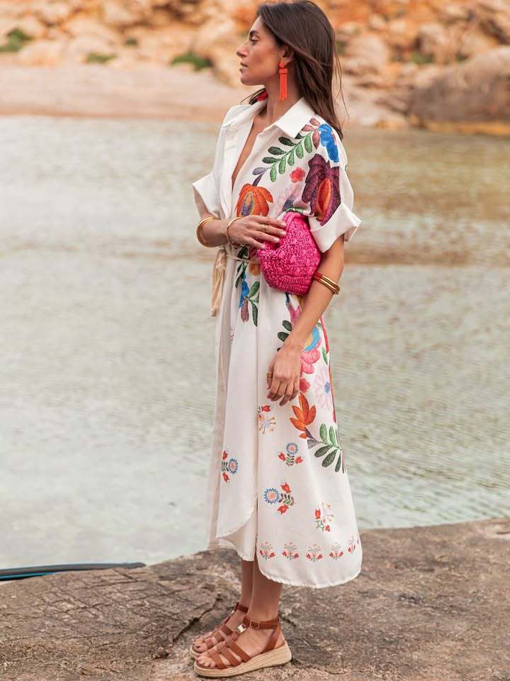 Casual Beach Dress Seaside Vacation Robe