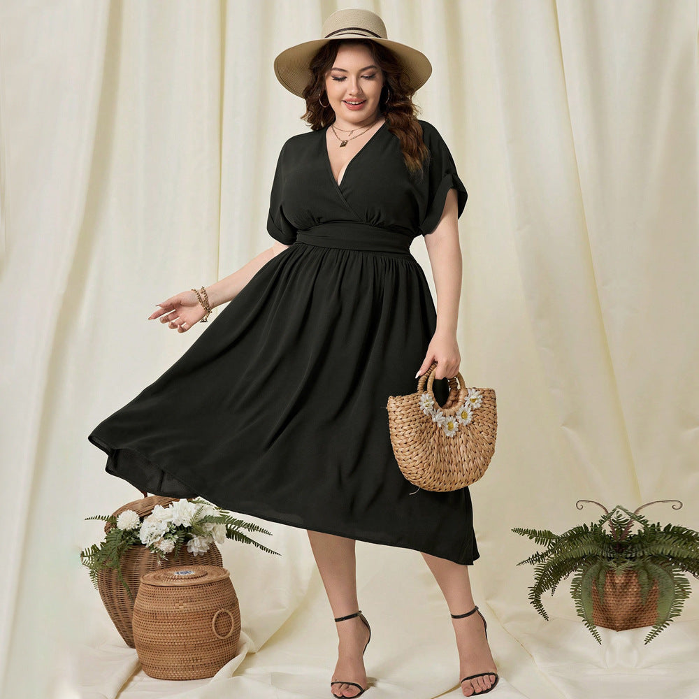 Black V-Neck Slim Fit Dress