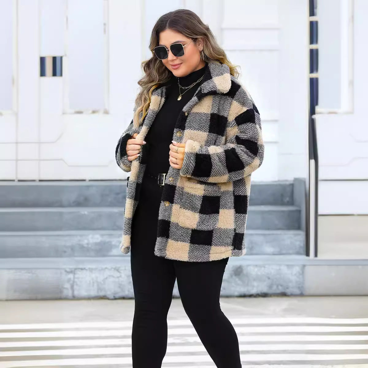 Plaid Thickened Fleece Jacket