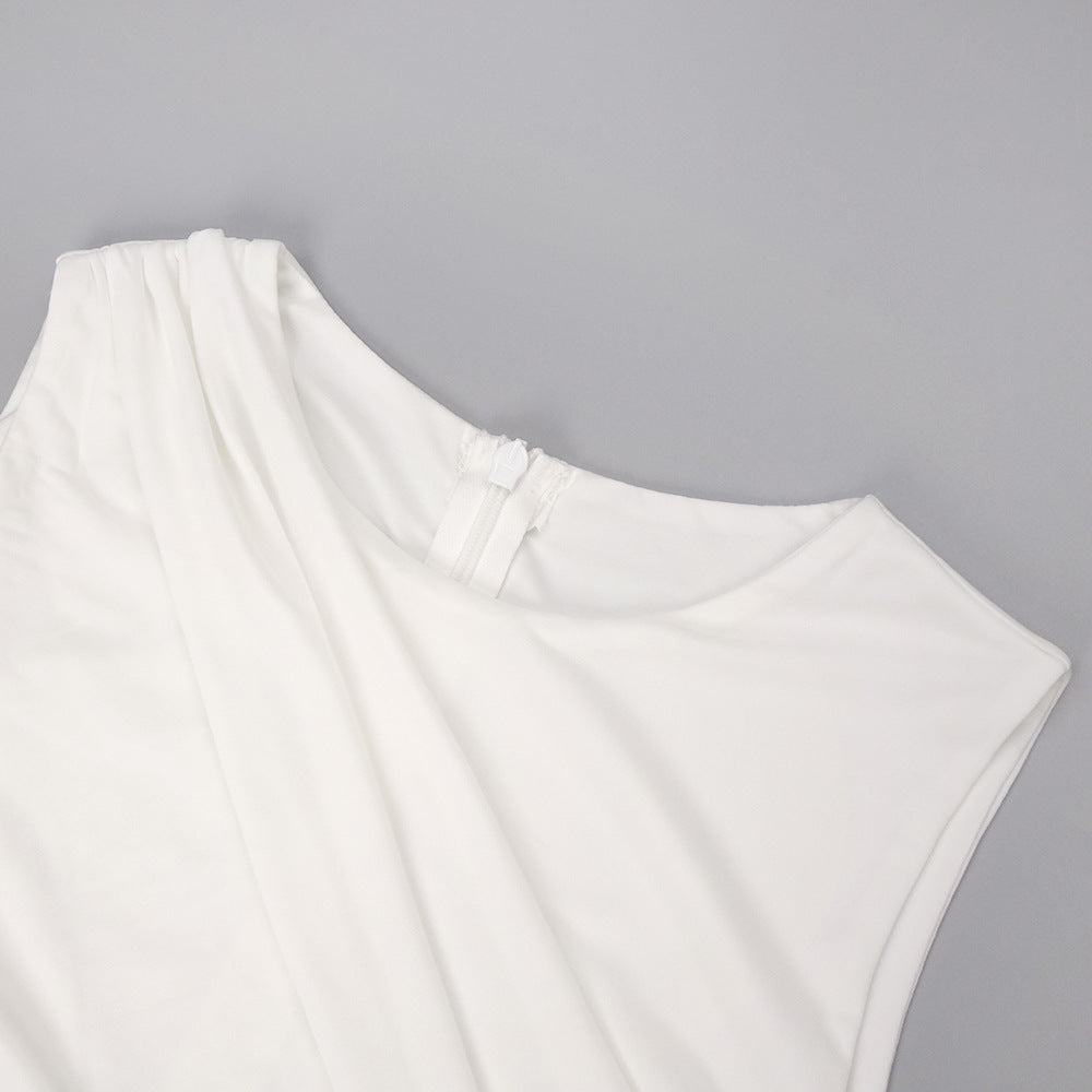 White Summer Asymmetric Maxi Split Dress