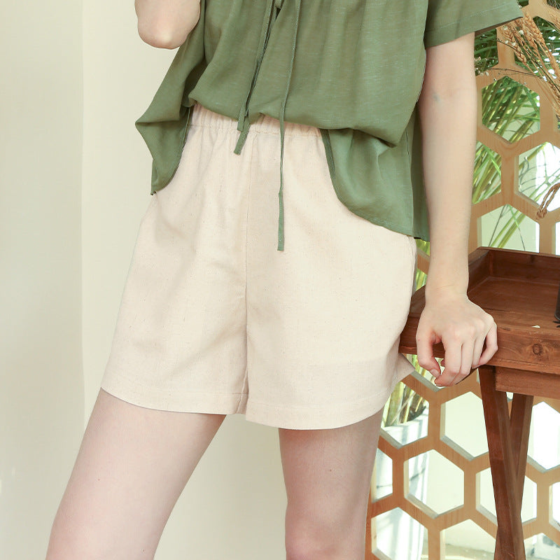 High Waist Hemp Cotton Shorts