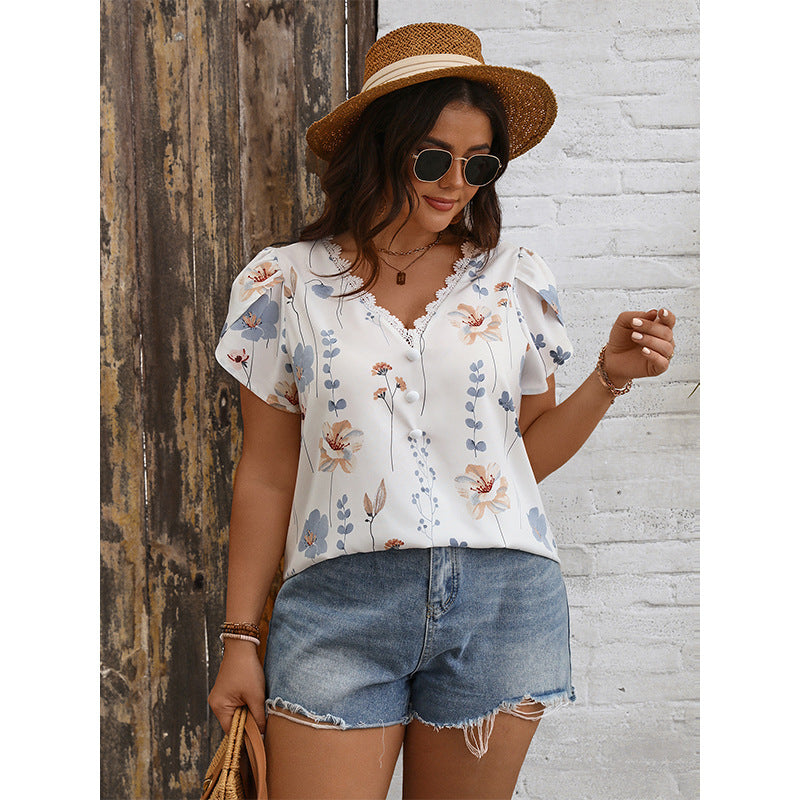 Chiffon Summer V-neck Blouse