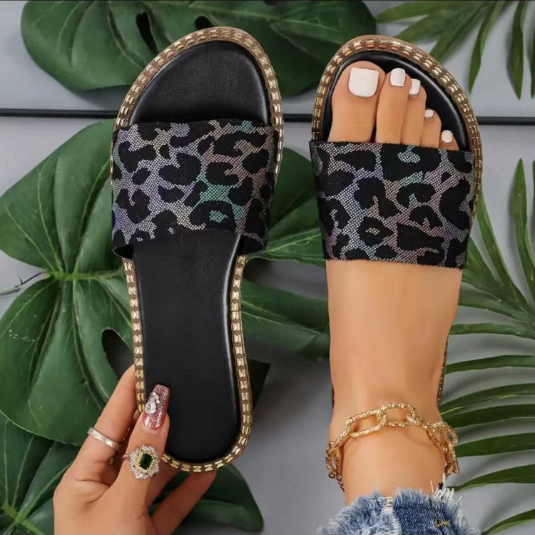 Flat Leopard Print Lightweight Sandals