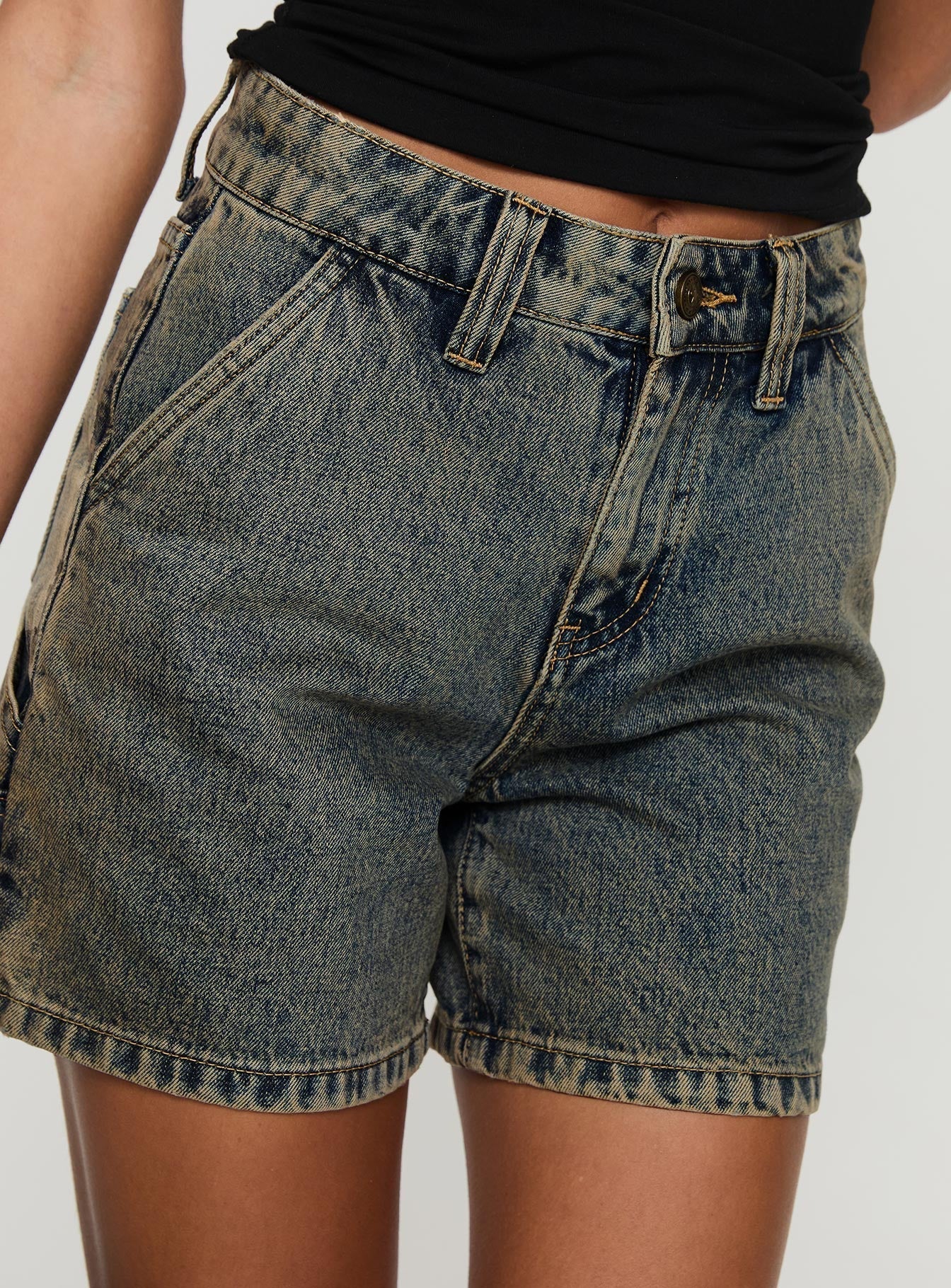 Summer Street Hipster Washed Overalls Denim Shorts