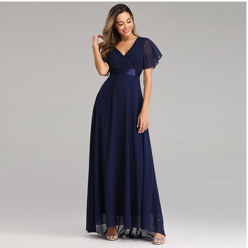 V-neck Chiffon Evening Dress